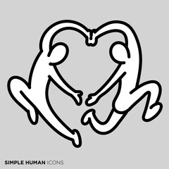 シンプルな人間のアイコンシリーズ　「ダンスでハートを作る2人」