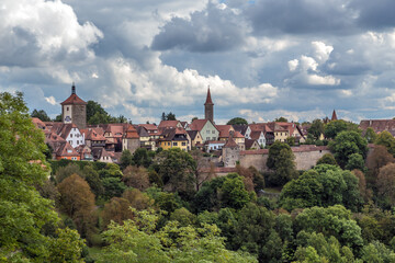 Rothenburg ob der Tauber, Germany. Scenic view of the city and fortifications