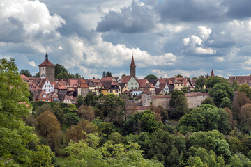Obraz premium Rothenburg ob der Tauber, Germany. Scenic view of the city and fortifications