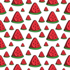 Bright red piece of watermelon, sweet juicy dessert, seamless square pattern