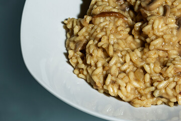 Plato con risoto de boletus.