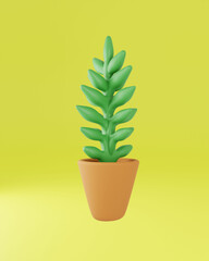 3D Decorative plant in claymation style, isolated image and easy to use. Hight quality rendered image. - 3D rendering