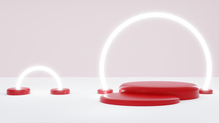 3D Abstract podium minimal background with clean stage. perfect for showing product and promotion. feminim colour tone, fit on woman product -3D rendering