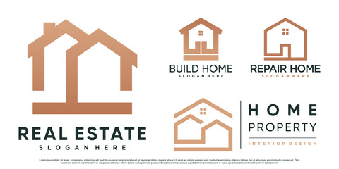 Set of real estate logo design inspiration for business with creative modern concept Premium Vector