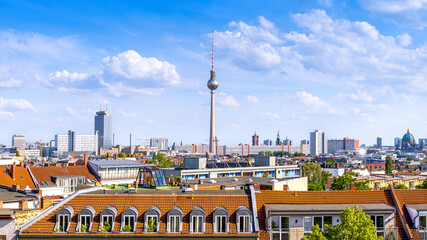 panoramic view at the skyline of berlin - obrazy, fototapety, plakaty