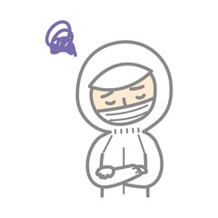 考える作業員男性