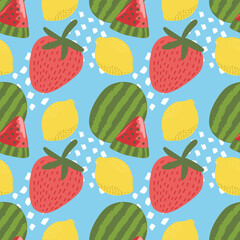 cute hand draw fruits seamless pattern colorful fruits