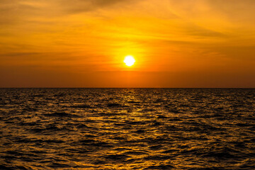 Fototapeta na wymiar Sunset above water, Phi Phi Leh islands, Andaman sea, Krabi, Tha