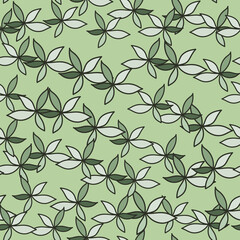 Simple foliage seamless pattern. Doodle leaves wallpaper. Botanical elements background.