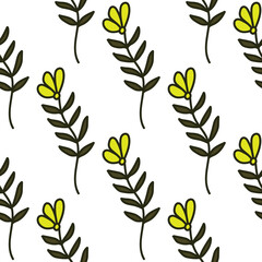 Abstract simple flower seamless pattern. Children's floral wallpaper. Cute plants endless backdrop.