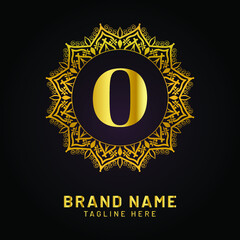 luxury letter o logo with golden color