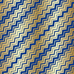 Diagonal chevron pattern gold and indigo blue
