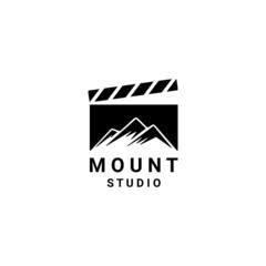 film company logo with mountains vector stock
