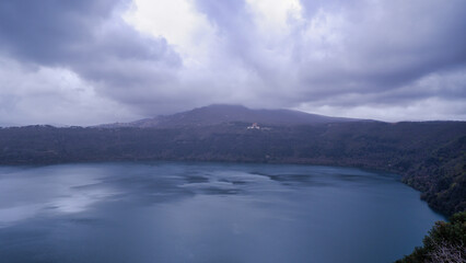 Fototapeta na wymiar Scenic View Of Lake Albano Against Sky