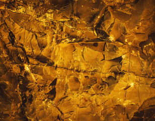 Rock pile. Stone texture. Gold texture. Golden Ore rocks. Stone background. Abstract texture.Structure. Shimmering surface. Precious Foil. Rough structure mineral. Rock texture.