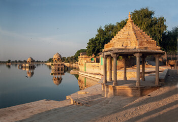 Iconic view of Gadisar lake of Jaisalmer, Rajashtan, India.