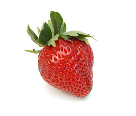 Fresh red ripe strawberry isolated on white, macro image 