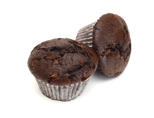 Tasty muffin cake, isolated on white