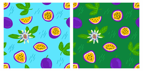 passion fruit seamless pattern cartoon modern trendy