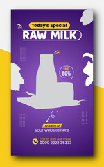 Raw milk best product Instagram story design and sale social media banner template design 
