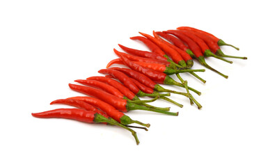Stack red chili peppers isolated on the white