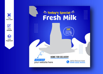 Raw milk best product black Friday sale social media post and banner design template  