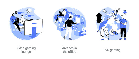 Office life entertainment isolated cartoon vector illustrations se