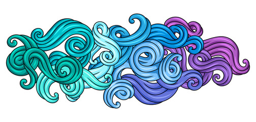 Background with wave line curls. Color striped texture.