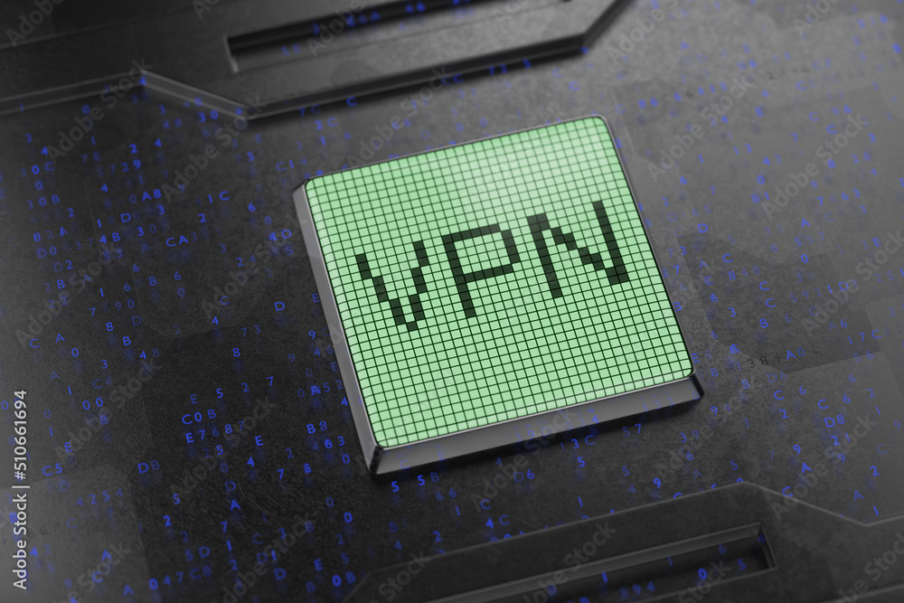 Aufkleber virtual private network. on a monochrome screen, the inscription vpn. the concept of a secure vpn ne