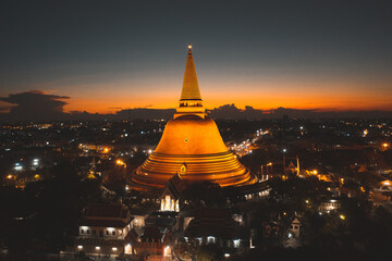 Aerial view of Phra Pathom Chedi biggest stupa in Nakhon Pathom, Thailand