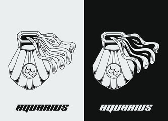 Zodiac astrology horoscope cards linear design vector illustrations. Mecha and robotic symbols and icons of esoteric horoscope templates. Black and white line art. Eps 10.