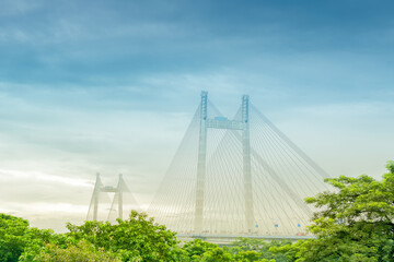 Vidyasagar Setu (Bridge) over river Ganges, 2nd Hooghly Bridge. Connects Howrah and Kolkata,...