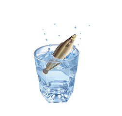brosme , poisson, évasion, eau, en verre, boire, clapoter, glace, isolé, liquide, abattre, blanc, froid, bleu, éclaboussure, bouillonner, transparent, clair, cool, frais, humide, propre, rafraîchissem
