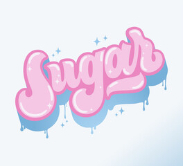 Sugar lettering drawn by hand. It can be used for T-shirts, stickers, greeting cards. The illustration is carefully digitized and ready for use. Vector illustration.