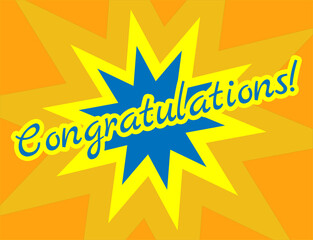 Congratulations - calligraphic font with bright stars in background