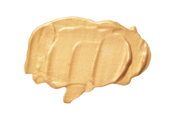 Face scrub smear texture. Cream skincare cosmetic. Organic stroke. Feet oily cleanser smudge. Particles in gel. White background. Top view. Yellow fluid treatment