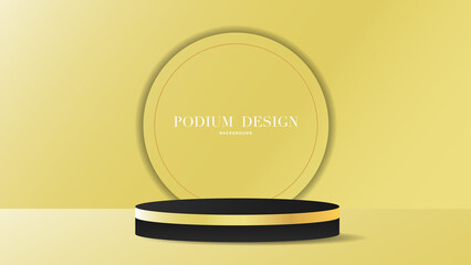 Product display with black and gold  podium on yellow background fresh mind , illustration Vector EPS 10