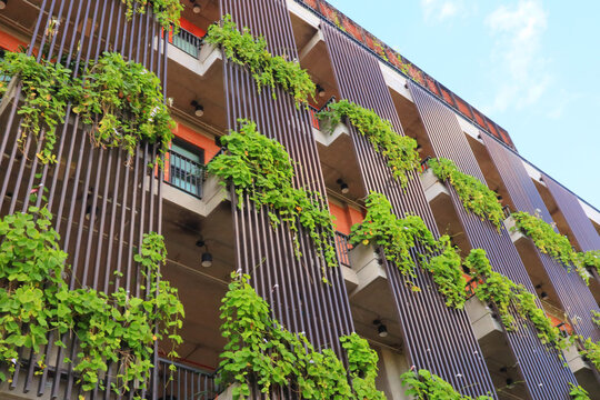 Green Eco Building in the City,Green architecture.