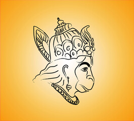 God hanuman ji line art vector design