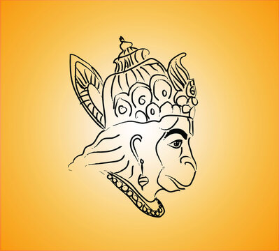 God hanuman ji line art vector design © Deenanath