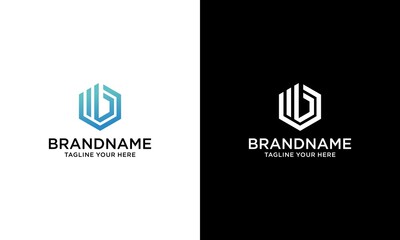 Abstract letter b logotype. Line hexagon creative simple logo design template. Universal geometric symbol font icon.