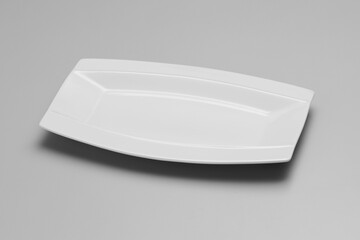 Simple white rectangular porcelain recipient, isolated