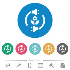 Green energy flat round icons