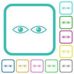 Watching eyes outline vivid colored flat icons