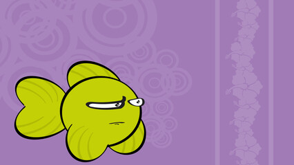 funny gold fish cartoon expression illustration hawaiian background in vector format