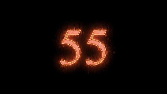 Sixty-second timer countdown. Sixty-second digits on fire in black background.Sixty-second round countdown 3d rendering. 