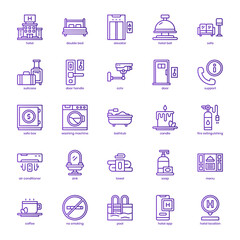 Hotel Agent icon pack for your website design, logo, app, UI. Hotel Agent icon basic line gradient design. Vector graphics illustration and editable stroke.