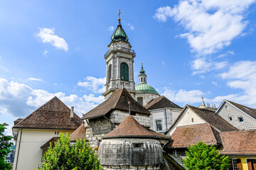 Solothurn, Baseltor, Stadttor, Tor, Kathedrale, St. Ursen-Kathedrale, Stadtmauer, Altstadt, Altstadthäuser, Stadt, Sommer, Schweiz