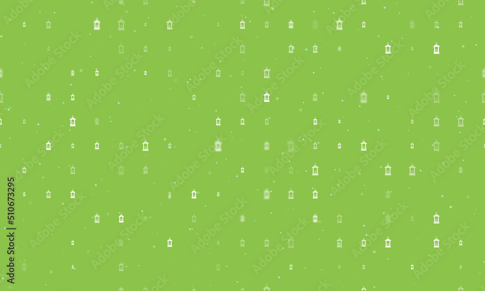 Poster seamless background pattern of evenly spaced white christmas lanterns of different sizes and opacity