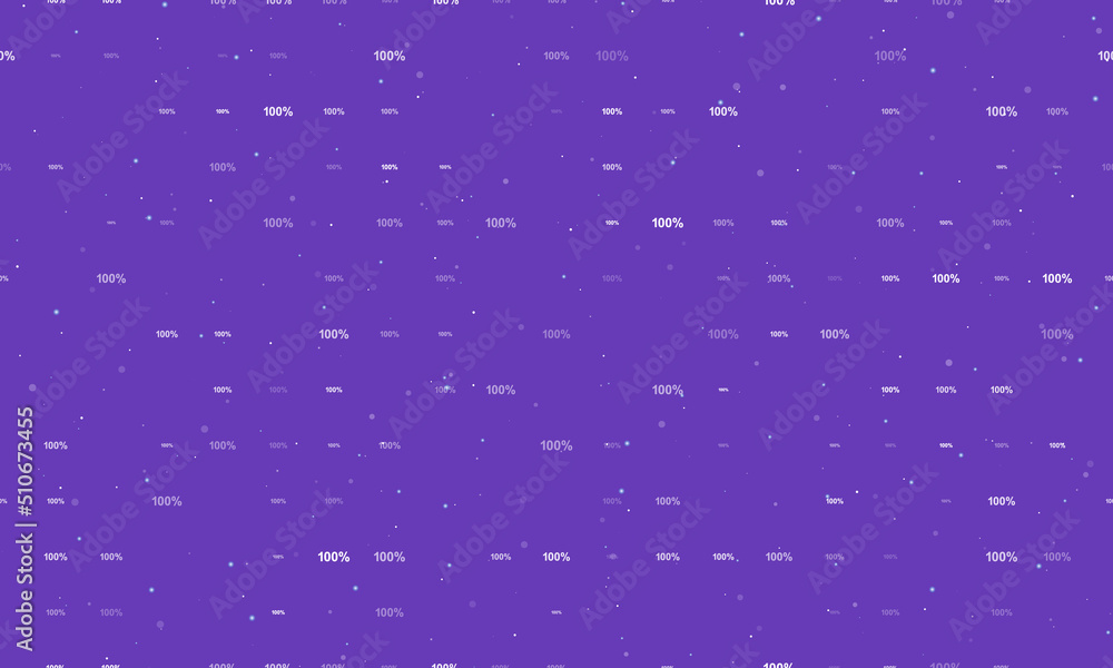Poster seamless background pattern of evenly spaced white 100 percent symbols of different sizes and opacit